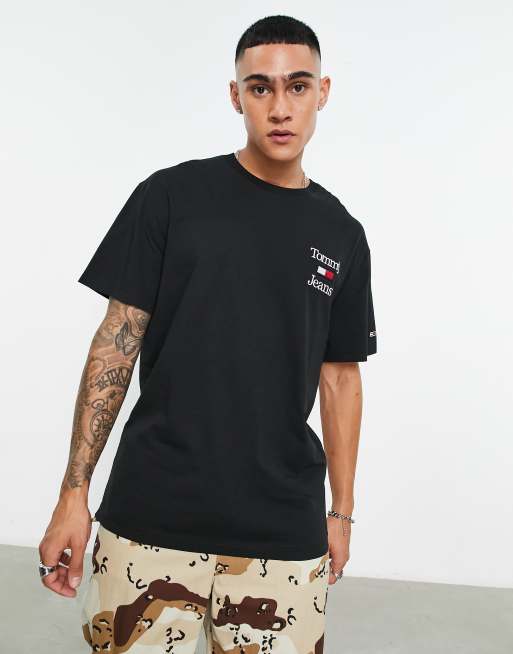 Tommy Jeans - Ruimvallend T-shirt met vlaglogo op de borst in zwart