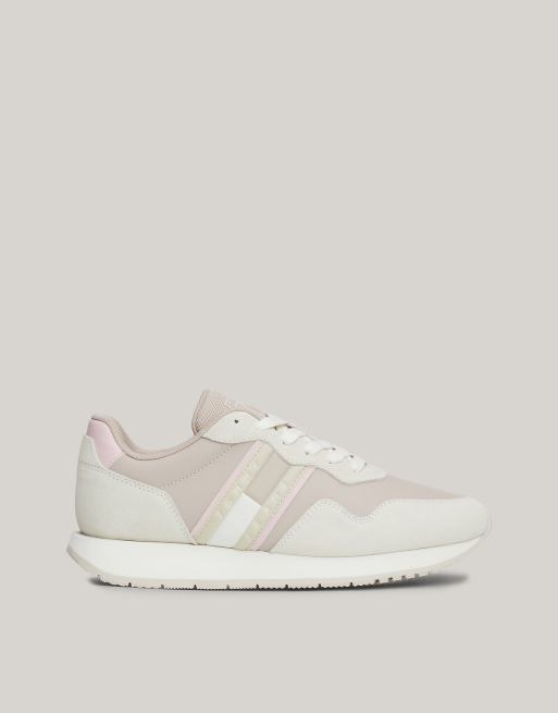 Tommy Jeans – Runner-Sneaker aus Wildleder in dunklem Weiß mit Strukturmix