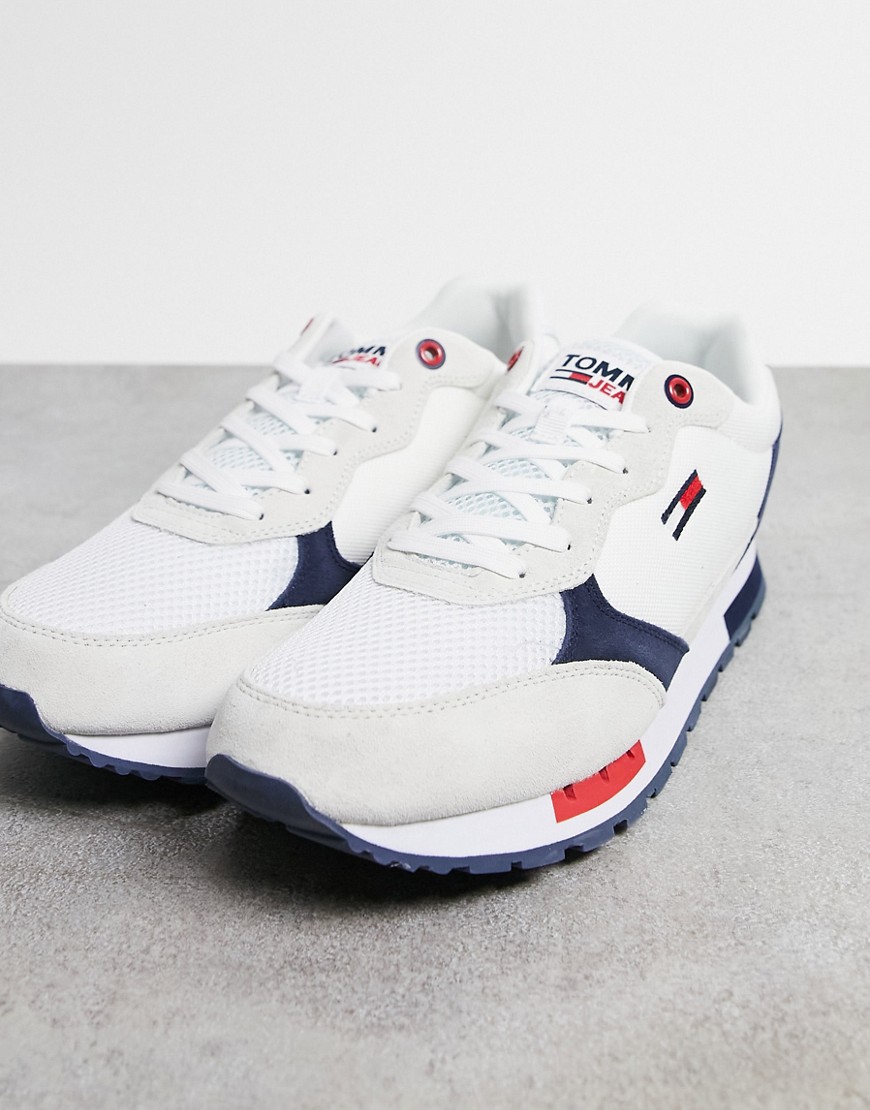 Tommy Jeans runner sneakers with flag logo in white