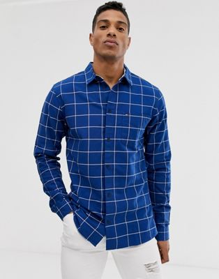 Tommy Jeans – Rutig långärmad skjorta-Marinblå