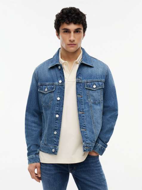 Tommy Jeans Ryan faded denim trucker jacket in dark blue - view 1