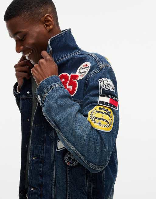 Tommy Jeans Ryan Tommy Badge Denim-Truckerjacke in Dunkelblau, 4 von 6