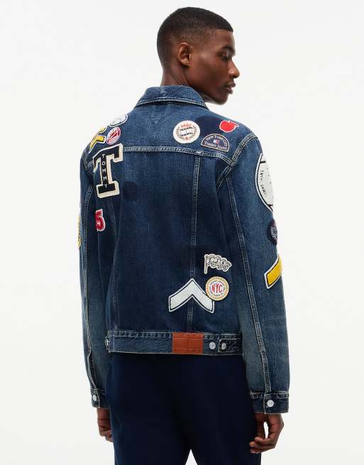 Tommy Jeans Ryan Tommy Badge Denim-Truckerjacke in Dunkelblau, 5 von 6