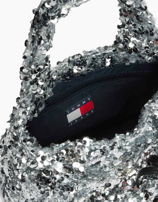 Tommy Jeans sac cabas à logo en sequins avec breloque argenté, 4 de 5