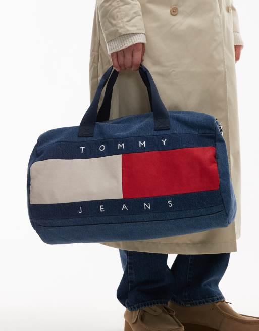 Tommy Jeans - Sac polochon en jean - Bleu moyen délavé, 4 de 4