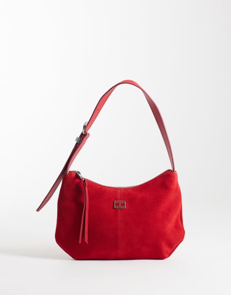 Tommy Jeans - Sac souple porté épaule en daim - Rouge - view 1