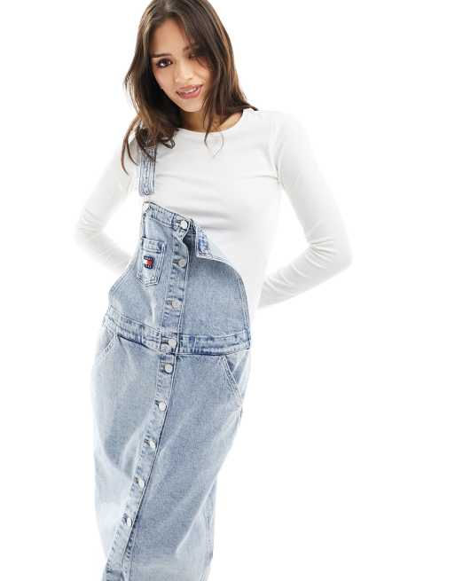 Tommy Jeans - Salopette mi-longue en denim - Délavage clair