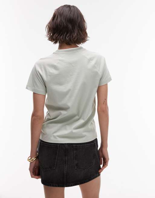 Tommy Jeans – Salviagrön t-shirt med stor, broderad logga, 4 av 4