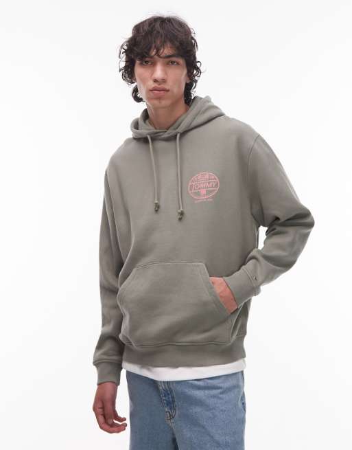 Tommy Jeans - Salviegrøn hættetrøje med grafisk cirkellogo bagpå, 3 af 5