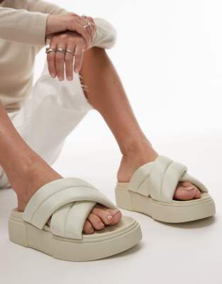Tommy Jeans - Sandalen in Wollweiß mit flacher Plateausohle