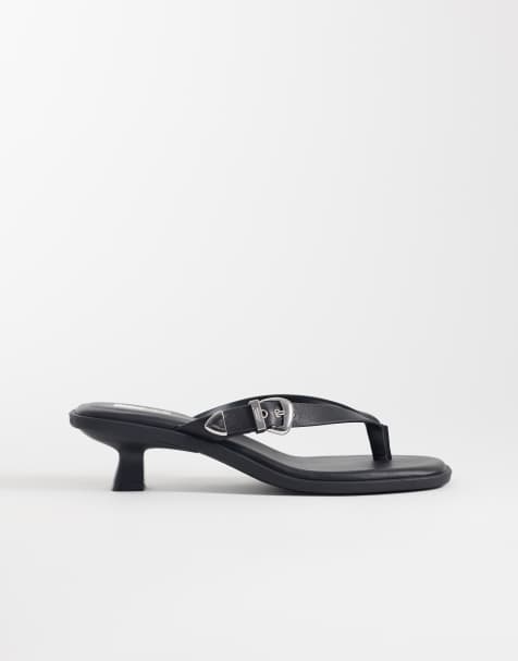 Tommy Jeans - Sandales en cuir à petit talon - Noir - view 1