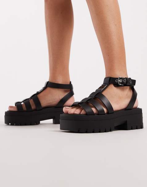 Tommy Jeans - Sandali neri in vera pelle con suola spessa - view 1