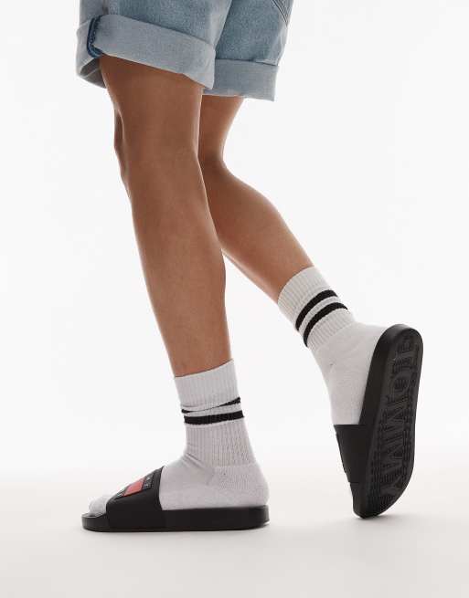 Tommy Jeans - Sandalias negras con logo de bandera, 3 de 4