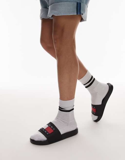 Tommy Jeans - Sandalias negras con logo de bandera, 4 de 4