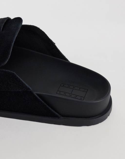 Tommy Jeans - Sandalias negras estilo mules de ante auténtico, 4 de 4