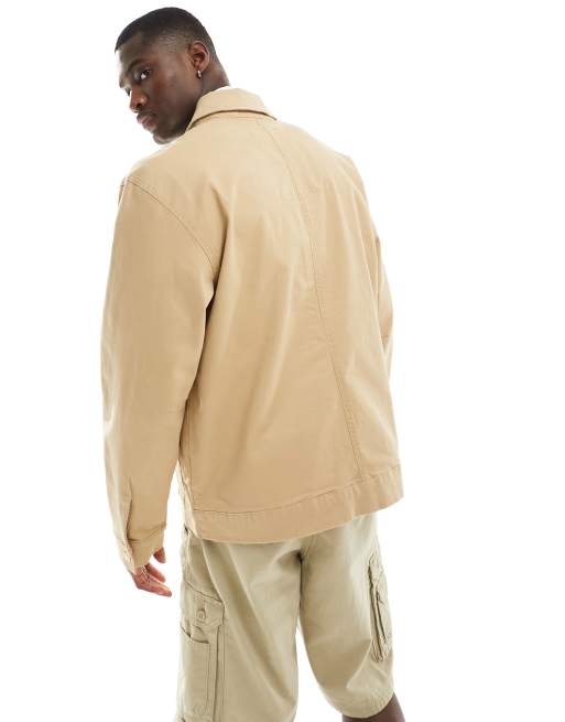 Tommy Jeans - Sandfarvet jakke i bomuld i Regular Fit, 3 af 4