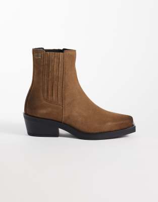 Tommy Jeans Sasha Real Suede Cowboy Boots In Brown