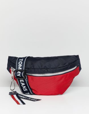 tommy jeans logo tape bum bag