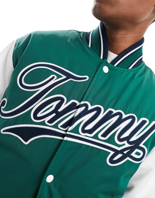 CHAQUETA TOMMY JEANS LETTERMAN BASEBALL JACKET L4L GREEN