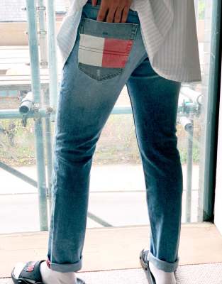 jeans with flag on pocket