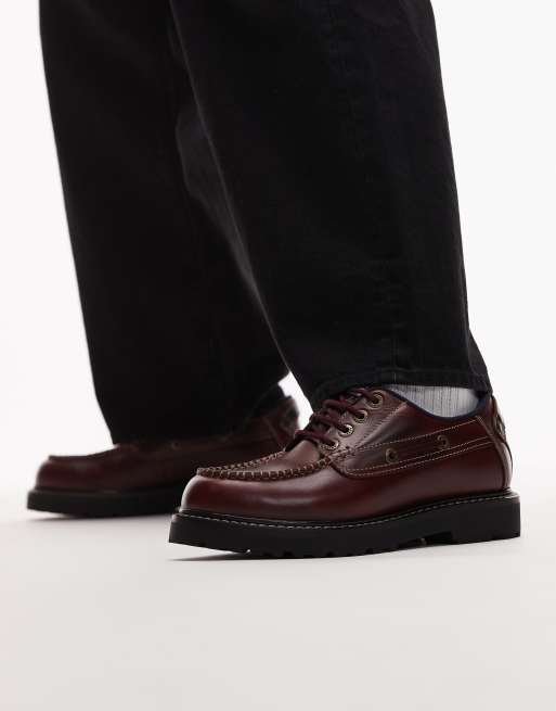 Tommy Jeans - Scarpe da barca stringate color bordeaux