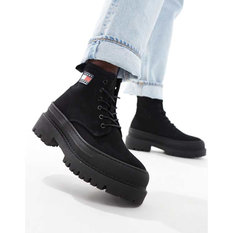 Black canvas boots mens online