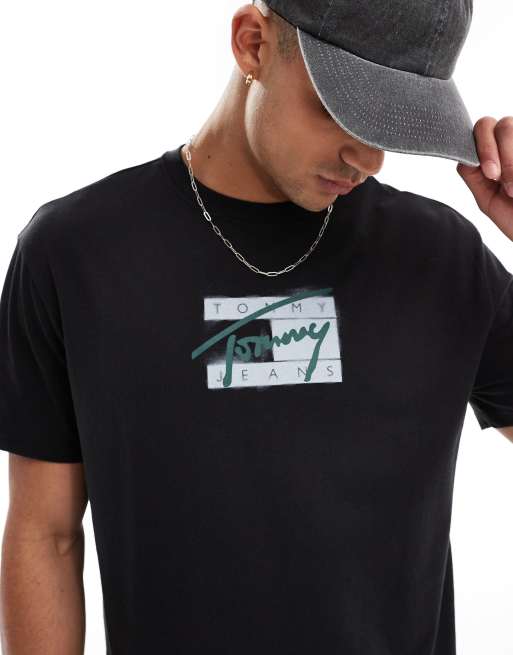 Tommy Jeans – Schwarzes T-Shirt mit Rundhalsausschnitt