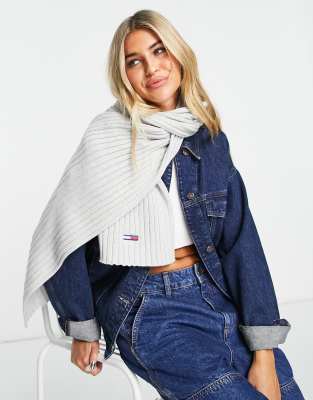 Sciarpa grigia con bandiera-Argento - Tommy Jeans  donna Argento