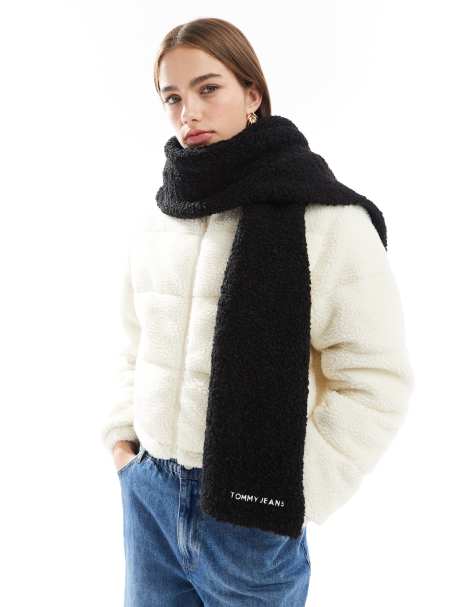 Tommy Jeans - Sciarpa nera effetto teddy - view 1