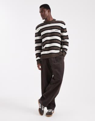 Tommy Jeans Script Chest Logo Cozy Knit Striped Jumper In White