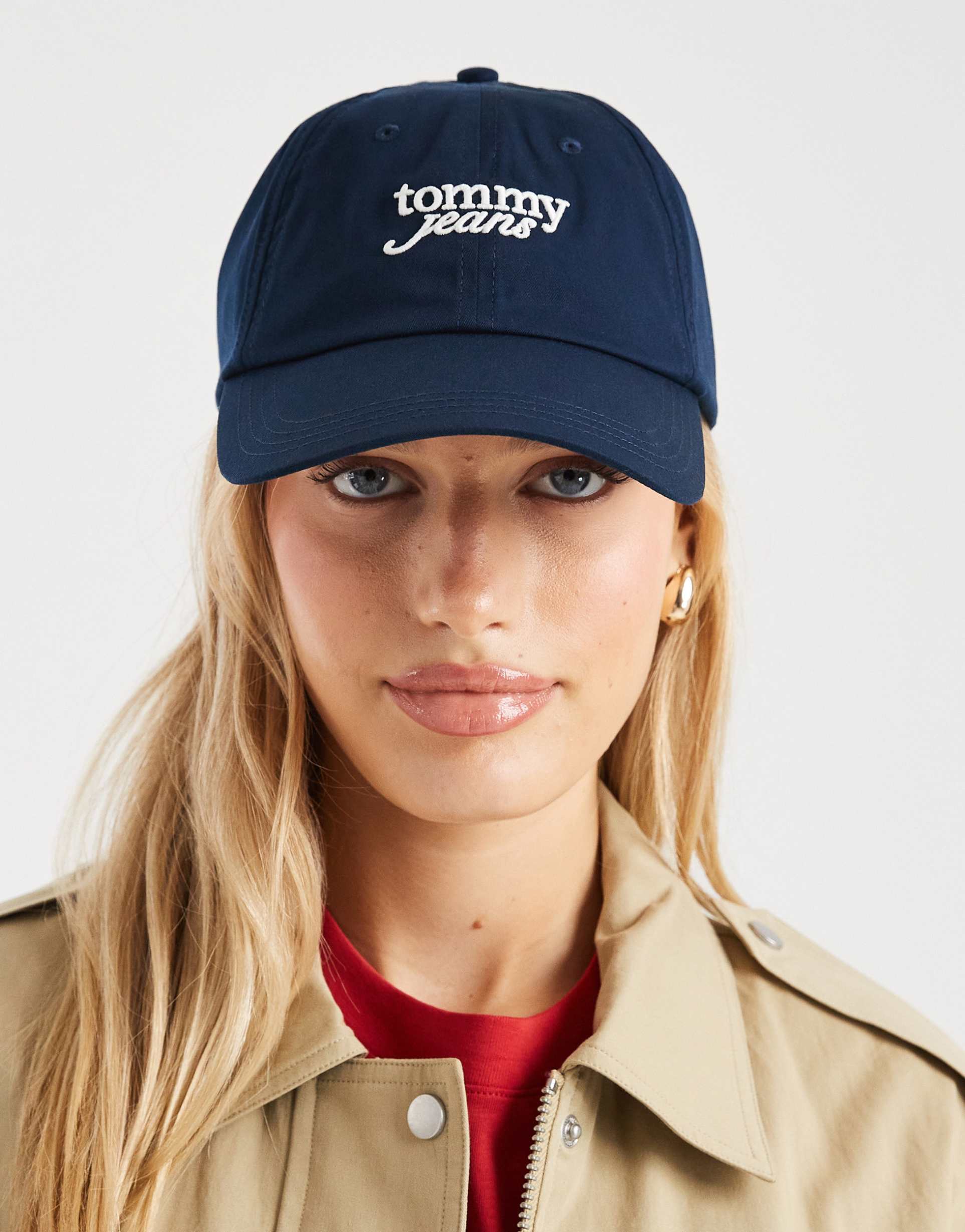 tommy jeans script logo cap in dark navy
