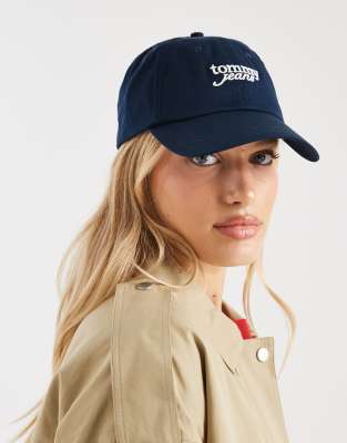 Tommy Jeans Script Logo Cap In Blue