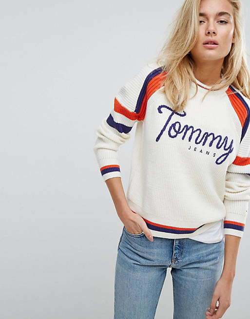 Tommy Jeans Script Logo Knit Jumper | ASOS