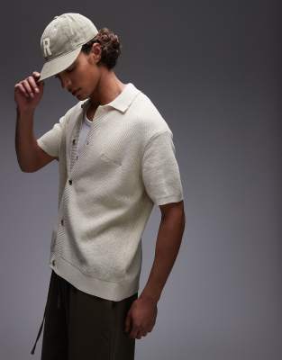 script logo knit shirt in beige-Neutral