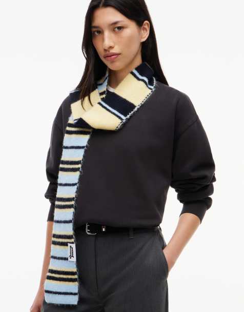 Tommy Jeans script logo scarf in yellow stripe - view 1