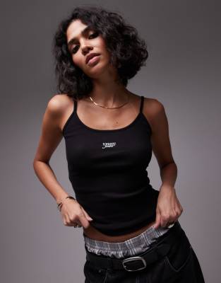 Tommy Jeans Script Logo Strappy Tank Top In Black