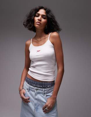 Tommy Jeans Script Logo Strappy Tank Top In White