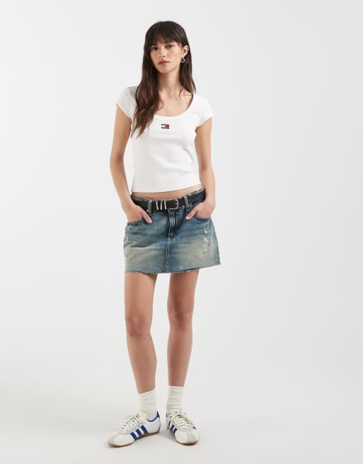 Tommy Jeans – Sehr kurzer Jeansrock in verwaschenem Mittelblau, 3 von 5