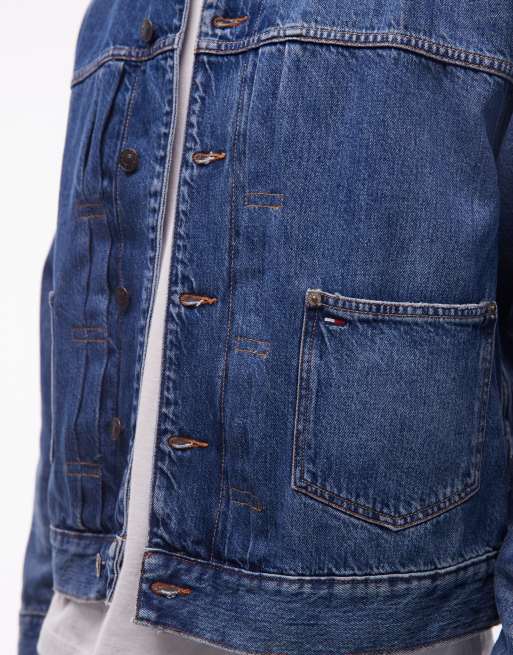 Tommy Jeans - Selvedge - Veste en jean à pinces - Délavage foncé, 4 de 5