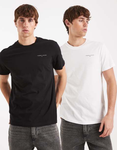Tommy Jeans - Set van 2 slim-fit T-shirts met logo op de borst in zwart en ecru - view 1