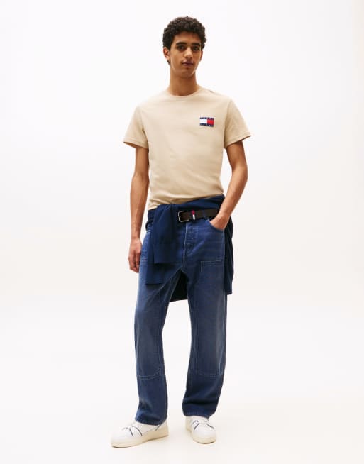 Tommy Jeans - Set van 2 slim-fit T-shirts met vlaglogo in beige en wit, 4 van 4