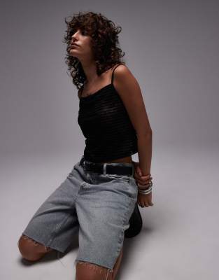 Tommy Jeans Sheer Crop Top In Black