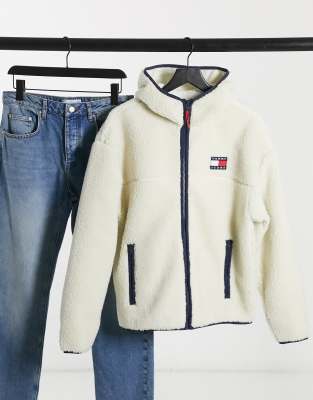 tommy jeans two tone sherpa padded jacket