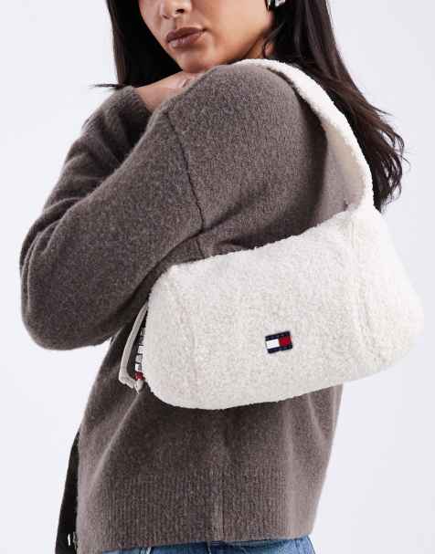 Tommy Jeans - Sherpa schoudertas met vlaglogo in crème - view 1