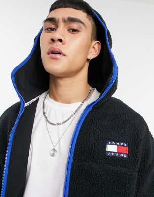 tommy jeans sherpa zip thru hoodie