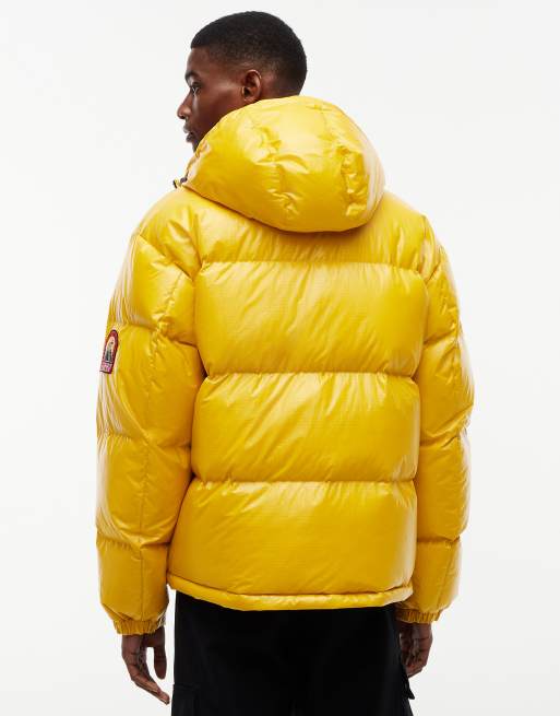 Tommy Jeans Shiny down hooded alaska puffer jacket in countryside yellow, 5 of 7