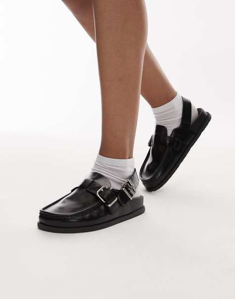 Tommy Jeans shiny leather mules in black - view 1