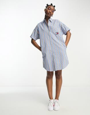 Tommy Jeans shirt dress in blue stripe