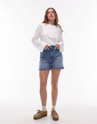 Short mom en jean - Délavage moyen-Bleu W30