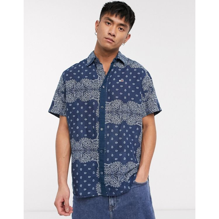 Tommy Hilfiger bandana patchwork print short sleeve shirt regular fit in  navy